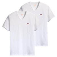 Levis Herren T-Shirt 2er Pack - Original Housemark Tee, V-Ausschnitt, Baumwolle Weiß XL