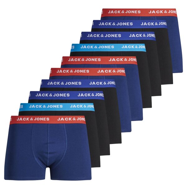 Jack & Jones Mens Boxer Shorts, 10-Pack - JACLEE TRUNKS, Cotton Stretch Black/Blue S (Small)