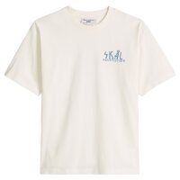 Marc OPolo Denim Herren T-Shirt, kurzarm - Rundhals, Front + Backprint Skal, Relaxed Fit Weiß (Silky White) M