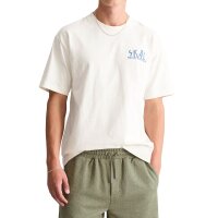Marc OPolo Denim Herren T-Shirt, kurzarm - Rundhals, Front + Backprint Skal, Relaxed Fit Weiß (Silky White) M