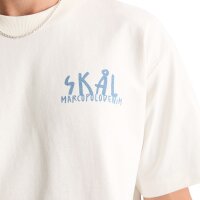 Marc OPolo Denim Herren T-Shirt, kurzarm - Rundhals, Front + Backprint Skal, Relaxed Fit Weiß (Silky White) M
