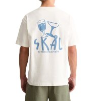Marc OPolo Denim Mens T-shirt, short sleeves – round neck, front + back print, relaxed fit White (Silky White) M (Medium)