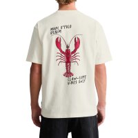 Marc OPolo Denim Herren T-Shirt, kurzarm - Rundhals, Front + Back Print Lobster, Relaxed Fit Weiß (Silky White) M