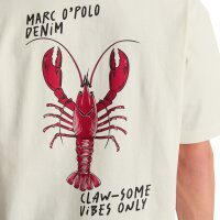 Marc OPolo Denim Mens T-shirt, short sleeves – round neck, front and back print, lobster, relaxed fit White (Silky White) M (Medium)
