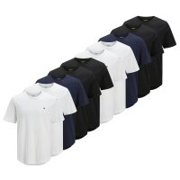 JACK&JONES Mens T-shirt, pack of 10 - JPRBLABRODY TEE CREW NECK 10PK, short sleeve, crew neck, cotton White/Blue/Black M (Medium)