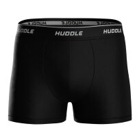 HUDDLE Herren Boxershorts, 3er Pack - Baumwollmischung, Logobund, einfarbig Schwarz M