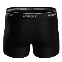 HUDDLE Herren Boxershorts, 3er Pack - Baumwollmischung, Logobund, einfarbig Schwarz M