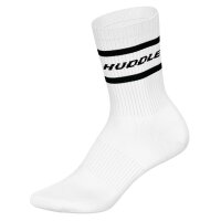 HUDDLE Unisex Socks, 6-Pack – Stripes, Logo, Crew, Sports Socks, Solid Color White 35-38 (3-5 UK)