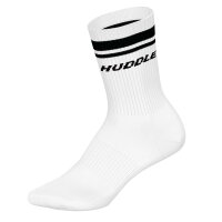 HUDDLE Unisex Socken, 6er Pack - Doppelstreifen, Logo, Crew, Sportsocken, einfarbig Weiß 35-38