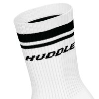 HUDDLE Unisex Socks, 6-Pack – Double Stripes, Logo, Crew, Sports Socks, Solid Color White 35-38 (3-5 UK)