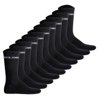 JACK&JONES Herren Tennissocken 10er Pack - JACBASIC LOGO TENNIS SOCK, One Size Schwarz 40-46