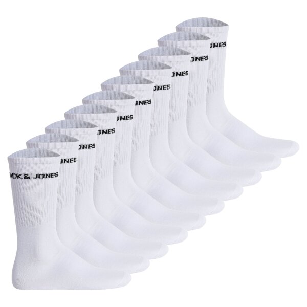Jack & Jones Mens Tennis Socks 10-pack - JACBASIC LOGO TENNIS SOCK, One Size White 40-46 (UK 7-11)