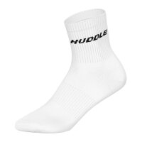 HUDDLE Unisex Socks, 6-Pack - Basic, Logo, Short Crew, Sports Socks, Solid Color White 35-38 (3-5 UK)