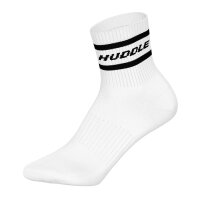HUDDLE Unisex Socks, 6-Pack – Stripes, Logo, Short Crew, Sports Socks, Solid Color White 35-38 (3-5 UK)