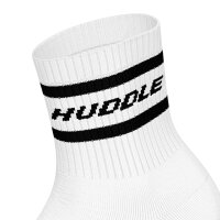 HUDDLE Unisex Socks, 6-Pack – Stripes, Logo, Short Crew, Sports Socks, Solid Color White 35-38 (3-5 UK)