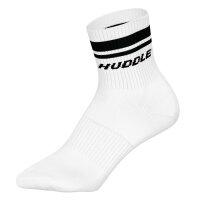 HUDDLE Unisex Socks, 6-Pack – Double Stripes, Logo, Short Crew, Sports Socks, Solid Color White 35-38 (3-5 UK)