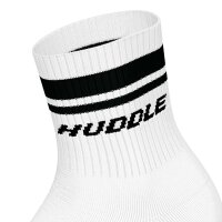 HUDDLE Unisex Socks, 6-Pack – Double Stripes, Logo, Short Crew, Sports Socks, Solid Color White 35-38 (3-5 UK)