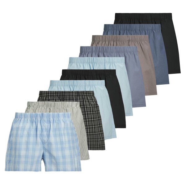 JACK&JONES Herren Web-Boxershorts, 10er Pack - JACMILANO WOVEN BOXERS 10 PACK, Baumwolle Schwarz/Braun/Blau/Grau S