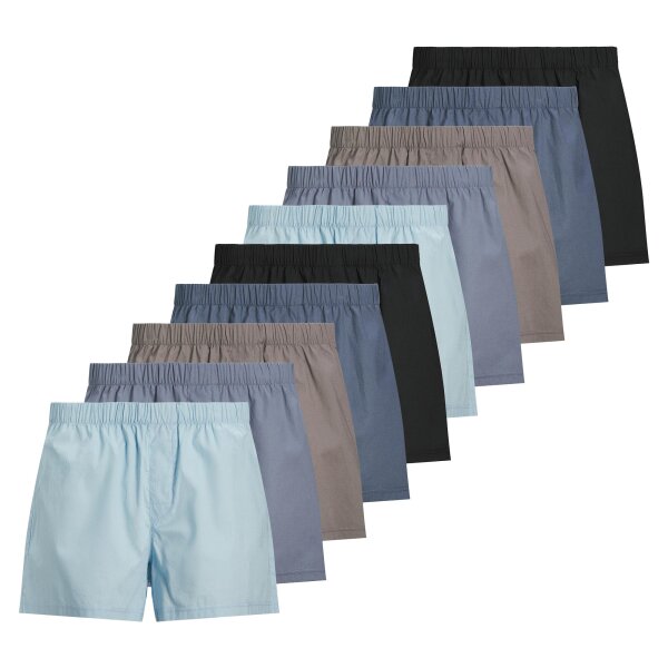 JACK&JONES Herren Web-Boxershorts, 10er Pack - JACMILANO WOVEN BOXERS 10 PACK, Baumwolle Schwarz/Braun/Blau M