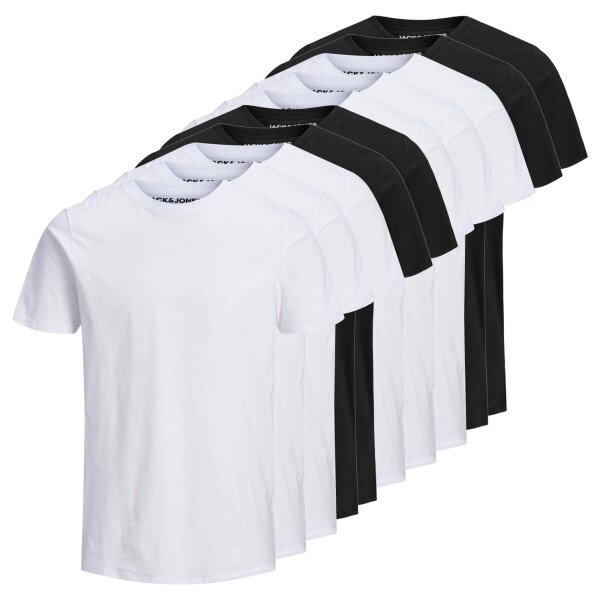 Jack & Jones Mens T-Shirt, 10-Pack - JJEORGANIC BASIC TEE O-NECK, short sleeve, organic cotton Black/White M (Medium)