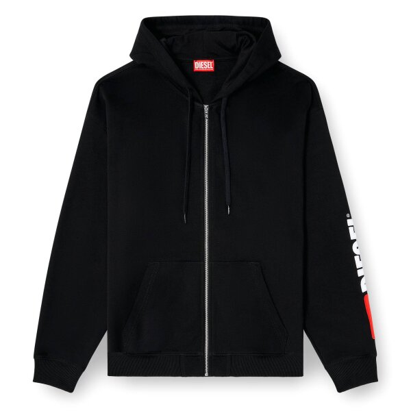 DIESEL Mens Sweat Jacket - S-BOXT-ZIP-HOOD-DIV, hooded, solid color Black M (Medium)