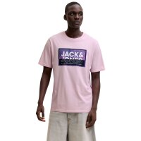 JACK&JONES Herren T-Shirts, 5er Pack - JCOLOGAN SUMMER PRINT, Rundhals, Baumwolle Rosa/Weiß/Schwarz S
