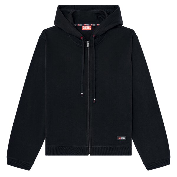 DIESEL Mens Hooded Sweat Jacket - JOY-D-CORE, Cotton, Solid Color Black M (Medium)
