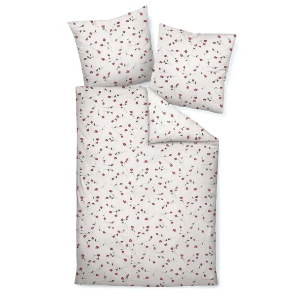 Janine 2-piece bed linen set – Tango, Mako Soft Seersucker, cotton, floral Red 135x200cm