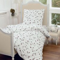 Janine 2-piece bed linen set – Tango, Mako Soft Seersucker, cotton, floral Red 135x200cm