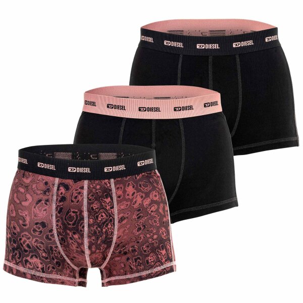 DIESEL Herren Boxershorts, 3er Pack - DAMIEN-UTLT, Trunks, Cotton Stretch Schwarz/Rosa M