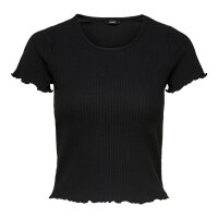 ONLY Women T-shirt Pack of 3 - ONLEMMA SHORT TOP, round neck, cropped, ribbed, plain colour Black XS (X-Small)