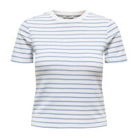 ONLY Women T-shirt Pack of 3 - ONLLUPE STRIPE TEE, short sleeves, round neck, slim fit, stripes White/Blue L (Large)