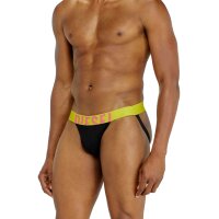 DIESEL Men Jockstraps, 3-pack - JOCKY-D-POP, logo waistband. Cotton stretch Black/Yellow/Pink M (Medium)