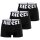 DIESEL Herren Boxershorts, 3er Pack - UMBX-DAMIENTHREEPACK, Trunks, Cotton Stretch, Big Logo Schwarz M