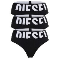 DIESEL Damen Strings, 3er Pack - UFST-STARS-THREEPACK, Big Logo, Cotton Stretch, einfarbig Schwarz XS
