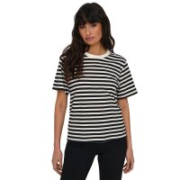 ONLY Women T-shirt Pack of 2 - ONLLIVINA LIFE STRIPE TEE, short sleeves, round neck, stripes Black/White XL (X-Large)