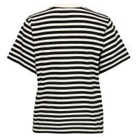 ONLY Women T-shirt Pack of 2 - ONLLIVINA LIFE STRIPE TEE, short sleeves, round neck, stripes Black/White XL (X-Large)