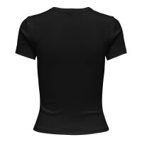 ONLY Damen T-Shirt 3er Pack - ONLVAL LIFE O-NECK TOP, Rundhals, Baumwolle, einfarbig Schwarz XS