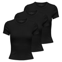 ONLY Women T-shirt Pack of 3 - ONLVAL LIFE O-NECK TOP, round neck, cotton, plain colour Black XS (X-Small)