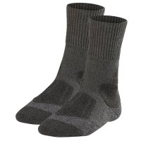 FALKE Herren Trekking-Socken 2er Pack - TK2 Adventure Men, Wandersocken, Starke Polsterung, Merinowolle Dunkelgrau 42-43