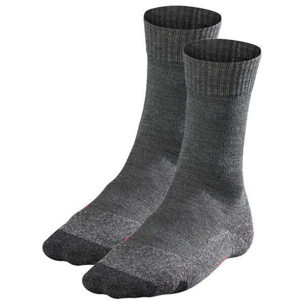 FALKE Damen Socken 2er Pack - Trekking Socken TK 2, Ergonomic, Merinowoll-Mix Anthrazit  37-38