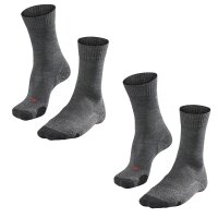 FALKE Damen Socken 2er Pack - Trekking Socken TK 2, Ergonomic, Merinowoll-Mix Anthrazit  37-38