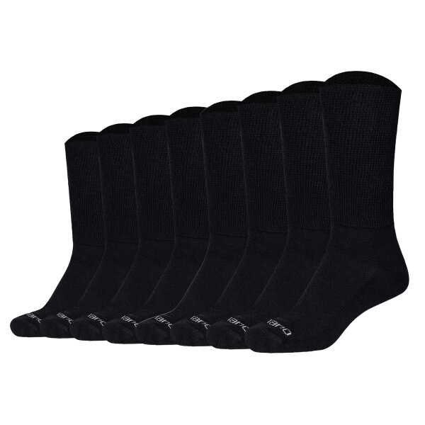 Camano Unisex Socks, 8 pack – Organic Diabetic Socks, Diabetic Socks, Plain Colour Black 39-42 (UK 6-8)