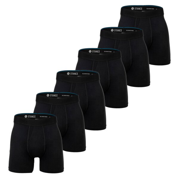STANCE Herren Boxershorts, 6er Pack - Boxer Brief, Performance Boxershorts, Logobund Schwarz M