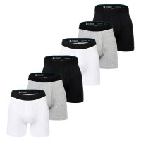 STANCE Herren Boxershorts, 6er Pack - Boxer Brief, Performance Boxershorts, Logobund Schwarz/Weiß/Grau 2XL