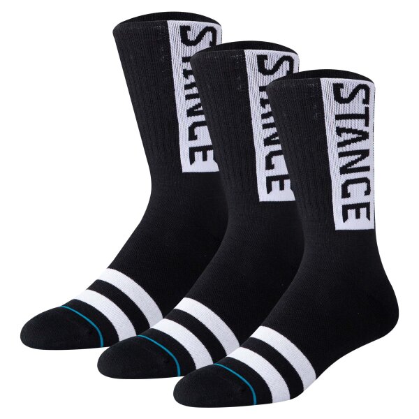 STANCE Unisex Socken, 3er Pack - OG Crew, Logo, Crew Socken mit Streifen Schwarz 38-42