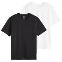 Levis Men T-shirt, 2-pack - Icon Tee, round neck, cotton, plain colour White/Black M (Medium)