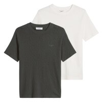 Marc OPolo Denim Herren T-Shirt, 2er Pack - Slub-Jersey-Qualität, Regular Fit, Baumwolle, einfarbig Weiß/Dunkelgrau M