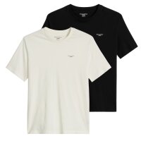 Marc OPolo Denim Herren T-Shirt, 2er Pack - Regular Fit, Baumwolle, Logo, einfarbig Schwarz/Weiß S