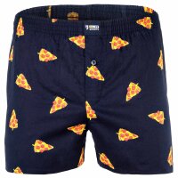 Happy Shorts Herren Webboxershorts, 3er Pack - American Style, Baumwolle, gemustert Burger/Pizza/Bier M